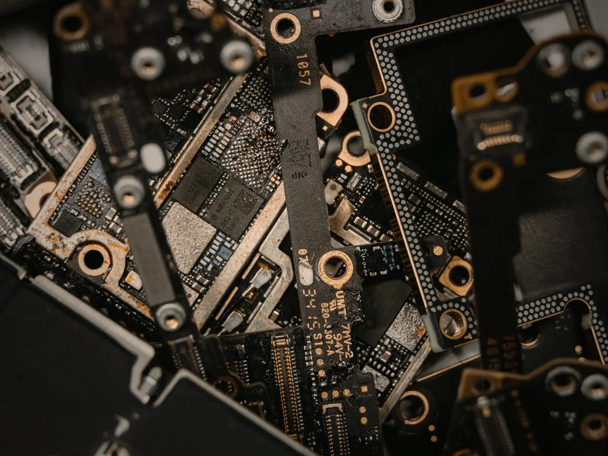 Circuit boards collected for recycling